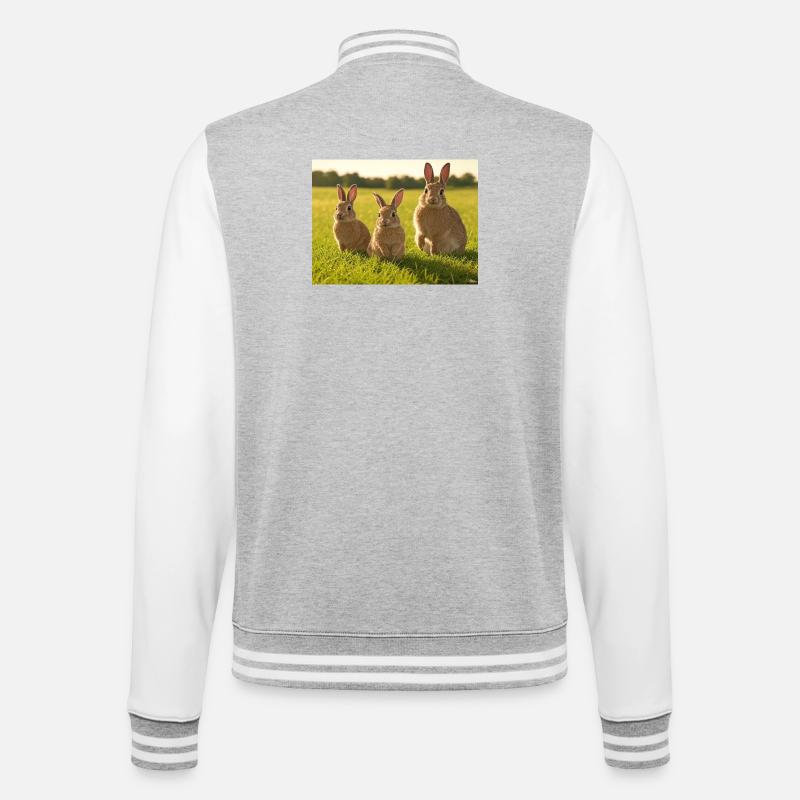 Spring Bunny Trio - College Sweat Jacket - heather grey/white