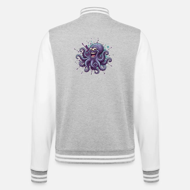 Happy Ink Octopus Graffiti - College Sweat Jacket - heather grey/white
