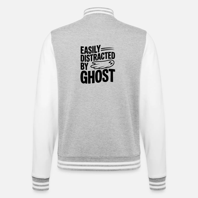Easily Distracted by Ghost - College Sweat Jacket - heather grey/white