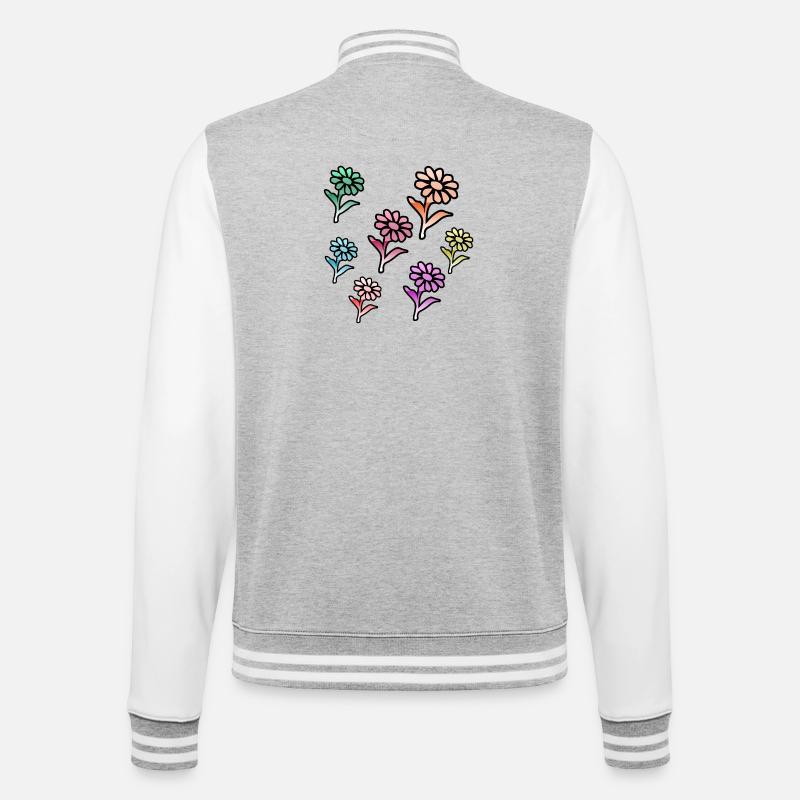 Flowers - College Sweat Jacket - heather grey/white