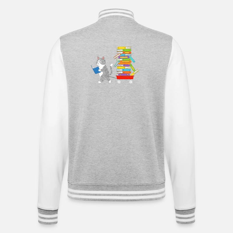 Reading kitten pulls book trolley - College Sweat Jacket - heather grey/white