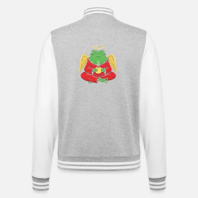Grenouille ange avec tasse à café - Veste Teddy - gris chiné / blanc