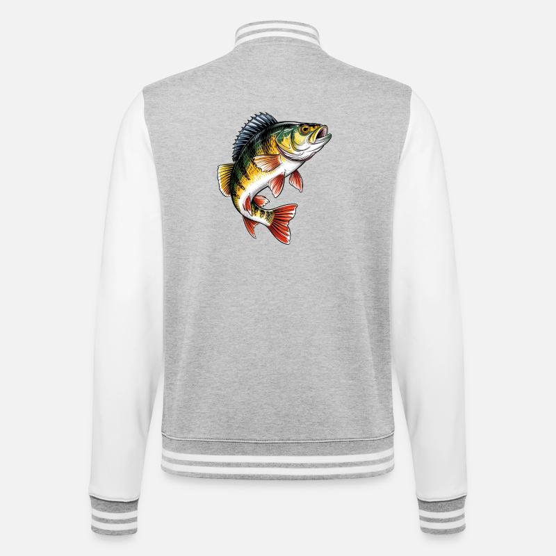 Pêche à la perche - Veste Teddy - gris chiné / blanc