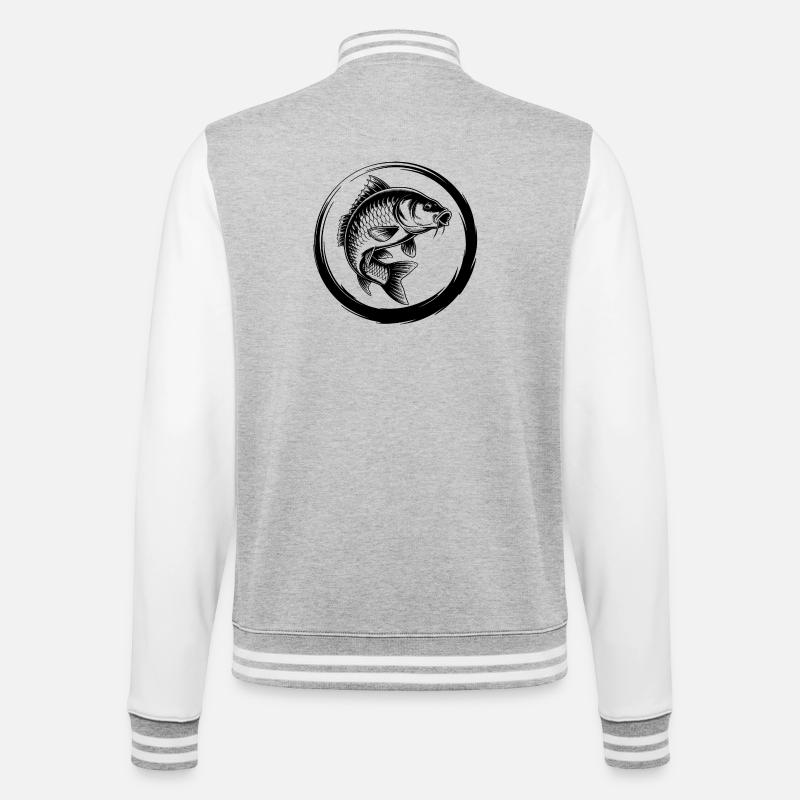 Pêche à la carpe - Veste Teddy - gris chiné / blanc