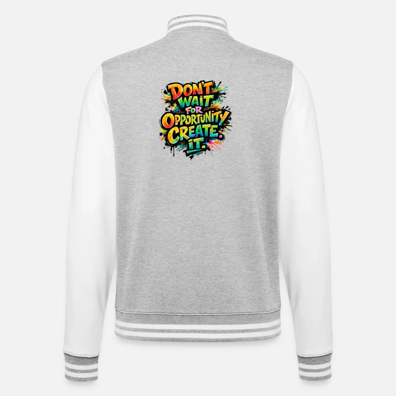 Don-t_wait_ - College-Sweatjacke - Grau meliert/Weiß