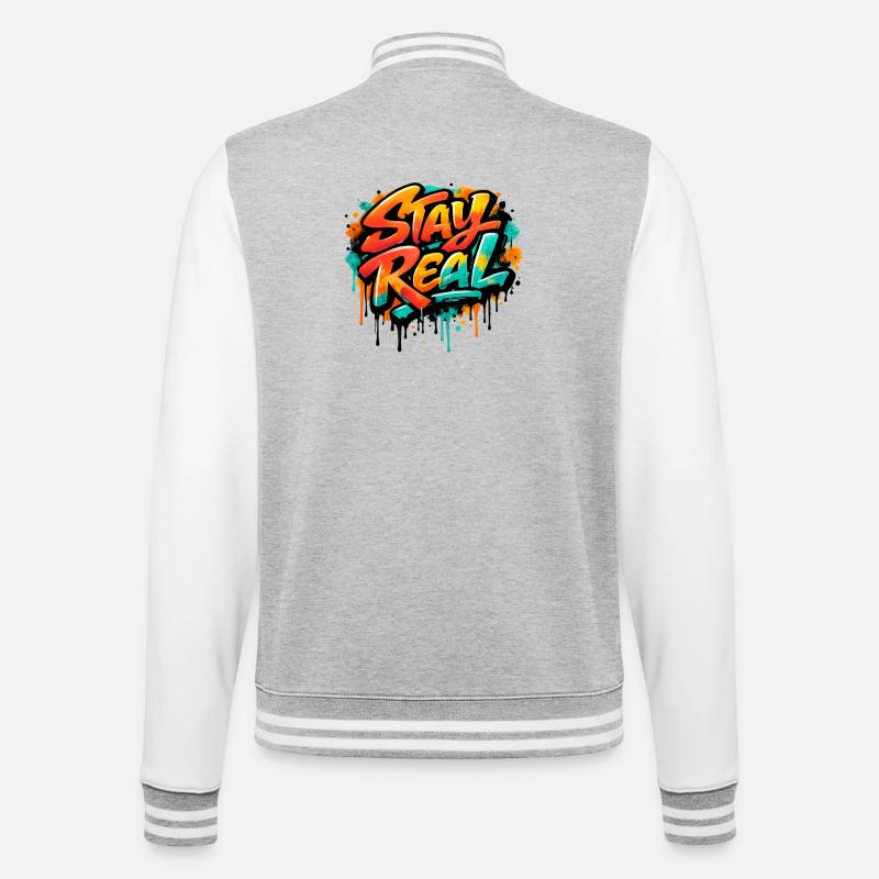 Stay_Real - College Sweat Jacket - heather grey/white