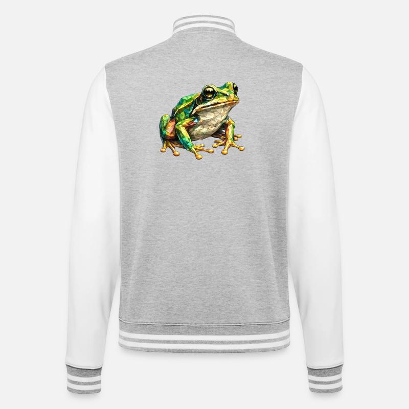 Geometric Frog Mosaic - College Sweat Jacket - heather grey/white