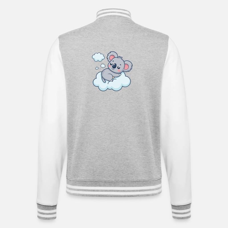 Schläfrige Koala-Wolke - College-Sweatjacke - Grau meliert/Weiß