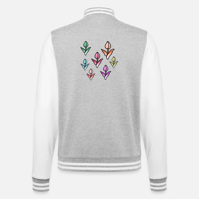 Flowers - College Sweat Jacket - heather grey/white