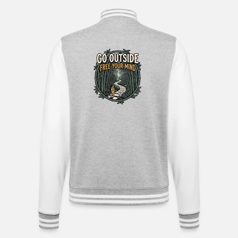Go Outside Be Free - College-Sweatjacke - Grau meliert/Weiß