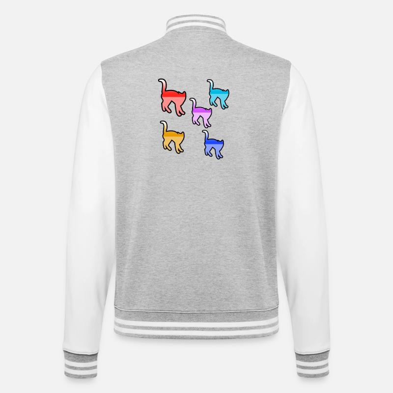 Katzen - College-Sweatjacke - Grau meliert/Weiß