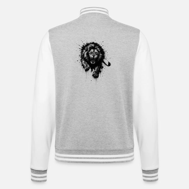 Lion in Splash Silhouette - College Sweat Jacket - heather grey/white