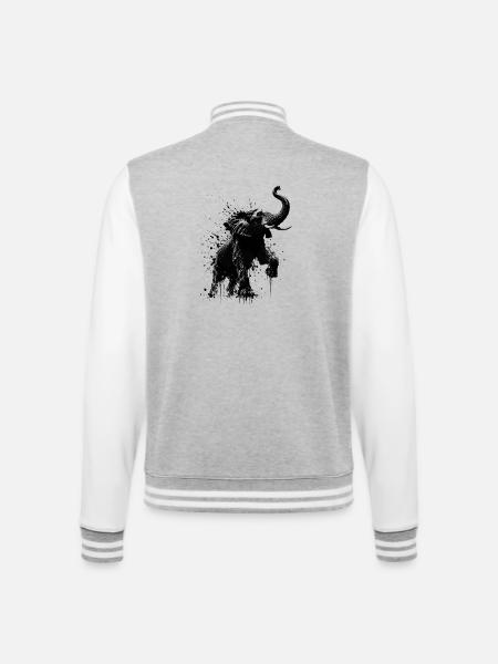 Schwarzer Elefant Spritzer - College-Sweatjacke - Grau meliert/Weiß