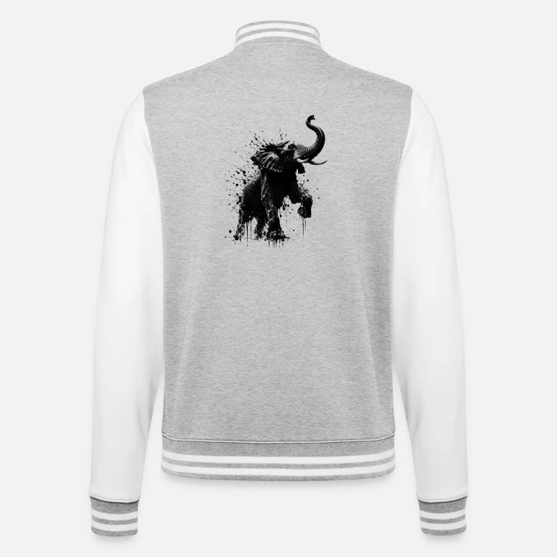 Éclaboussure d’éléphant noir - Veste Teddy - gris chiné / blanc