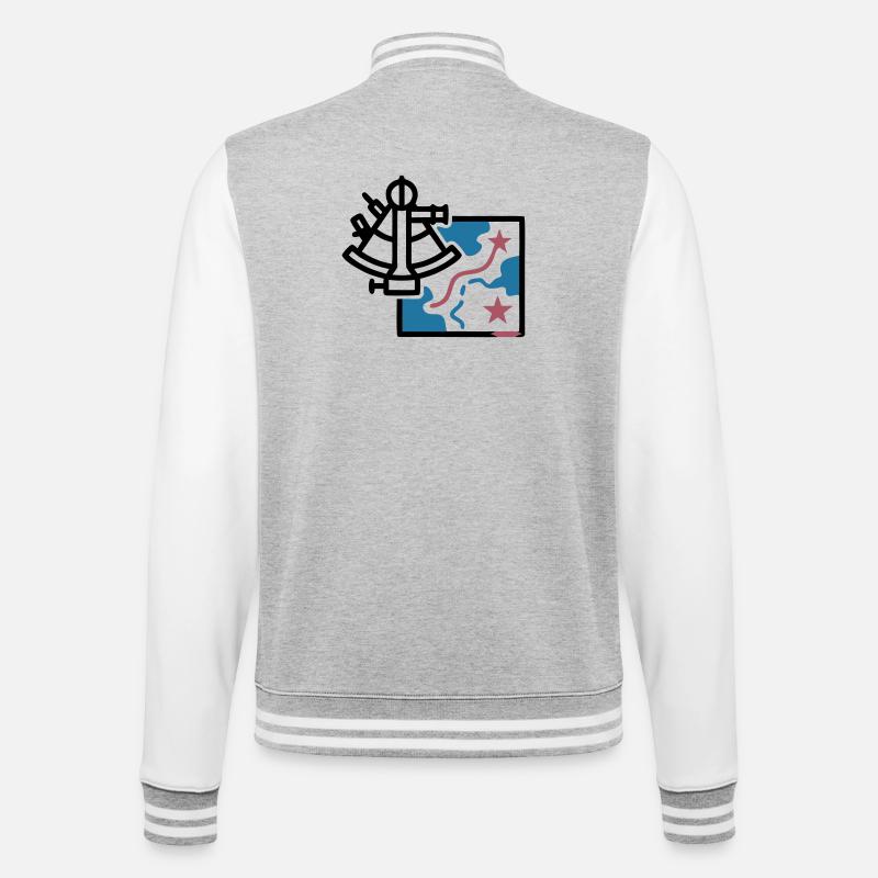 Sextant Navigation Map Vector - College Sweat Jacket - heather grey/white