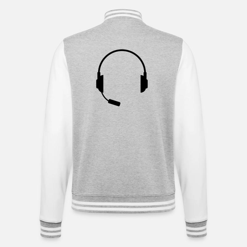 Headset mit Mikrofon - College-Sweatjacke - Grau meliert/Weiß