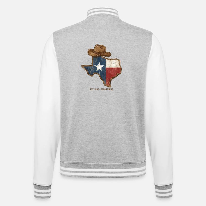 Texas Pride with cowboy hat - College Sweat Jacket - heather grey/white