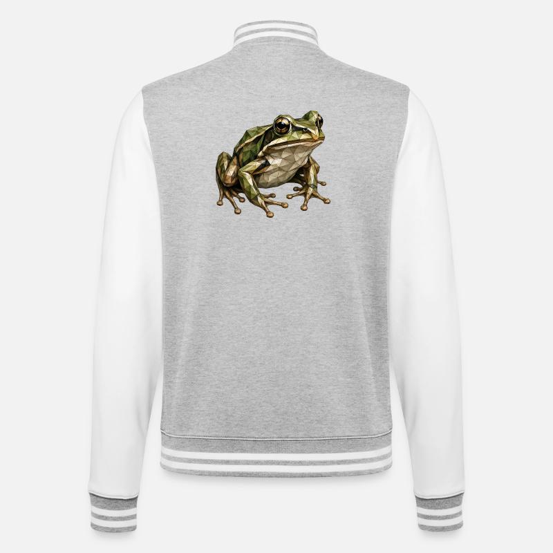 Geometric Frog Polygon Art - College Sweat Jacket - heather grey/white