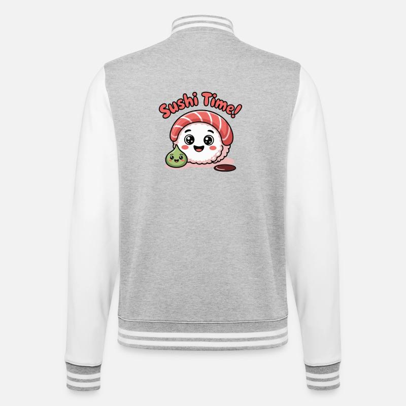 Sushi Time Roll Icon - College Sweat Jacket - heather grey/white