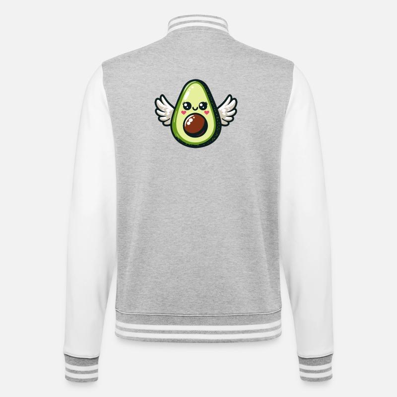 Kawaii Winged Avocado - College Sweat Jacket - heather grey/white