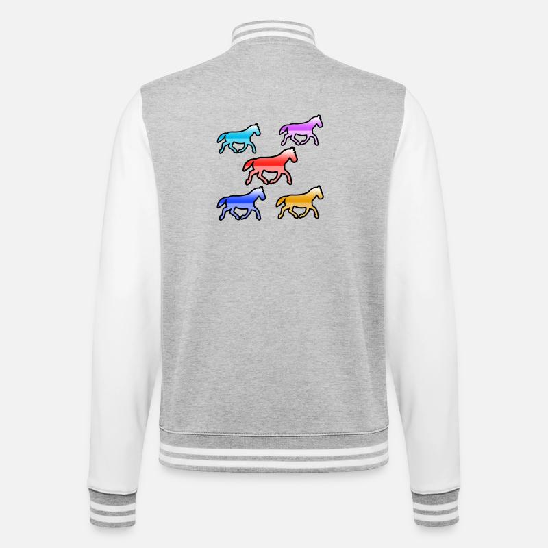 horses - College Sweat Jacket - heather grey/white