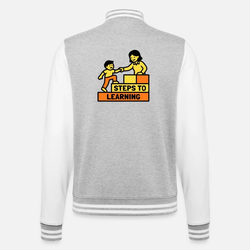 Steps to Learning School Logo - College Sweat Jacket - heather grey/white
