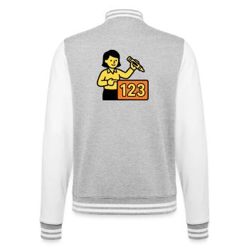 Lehrerin Mathe 123 Schule - College-Sweatjacke - Grau meliert/Weiß - Hinten - Marisol (170cm)