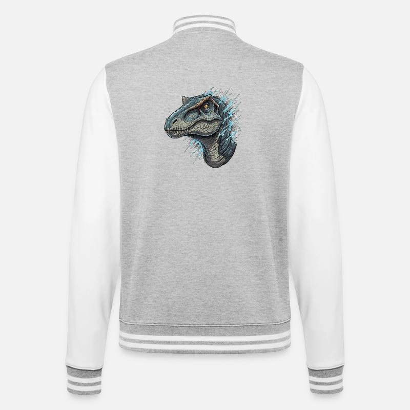 Dino head with blue splashes - College Sweat Jacket - heather grey/white