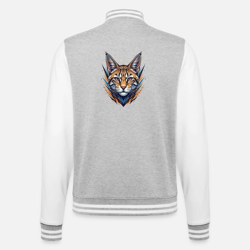 Wildcat in neon style - College Sweat Jacket - heather grey/white
