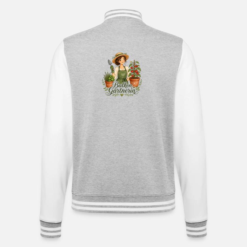 Balkon Gärtnerin - College-Sweatjacke - Grau meliert/Weiß
