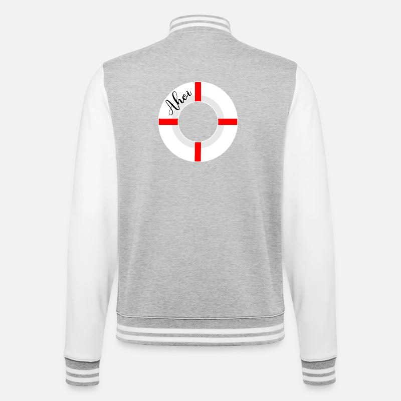 Ahoi Rettungsringe - College-Sweatjacke - Grau meliert/Weiß