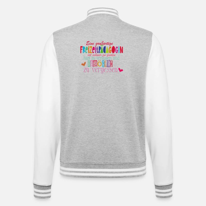 Freizeitpädagogin - College-Sweatjacke - Grau meliert/Weiß