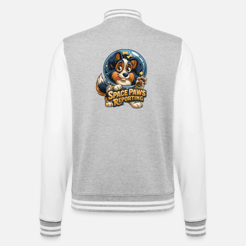 Cosmic Pup Space Paws Design - College Sweat Jacket - heather grey/white