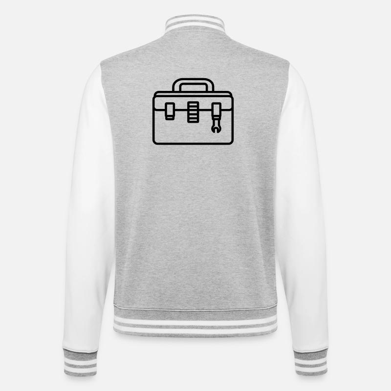Werkzeugkasten - College-Sweatjacke - Grau meliert/Weiß