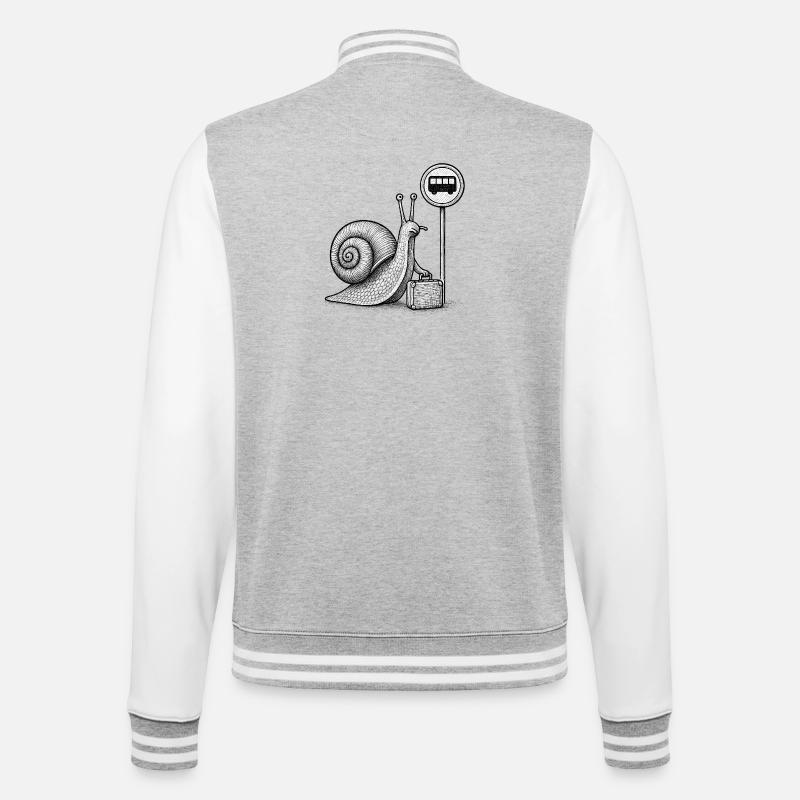Un escargot en route - Veste Teddy - gris chiné / blanc