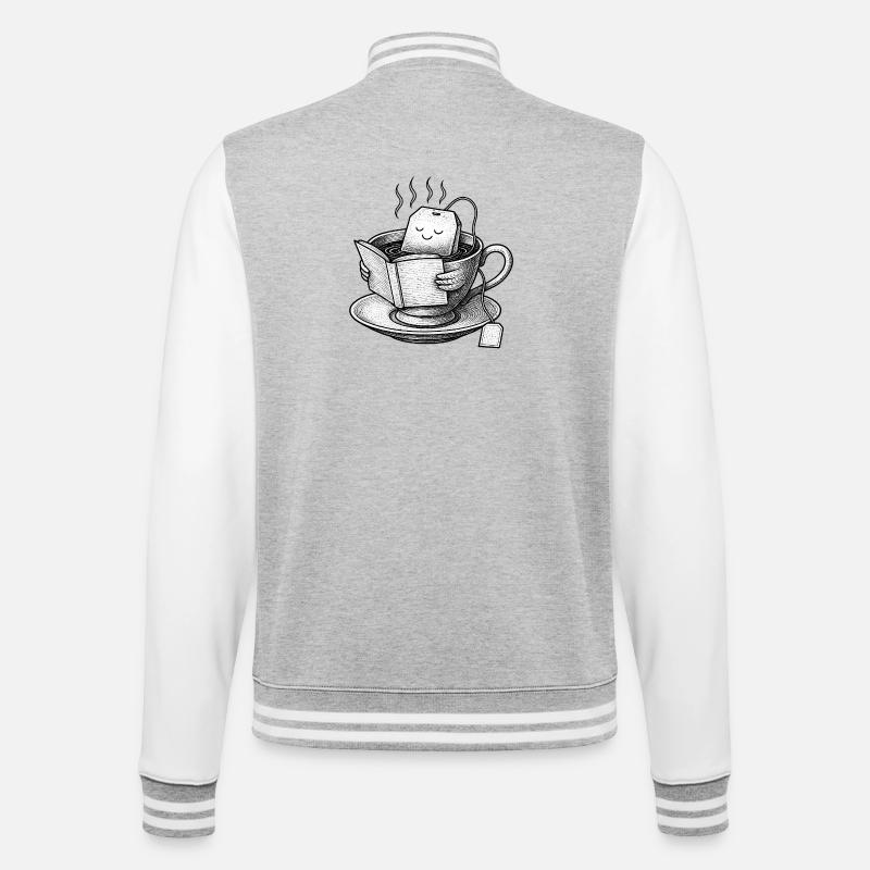 Cozy Tea Cup Reader - College Sweat Jacket - heather grey/white
