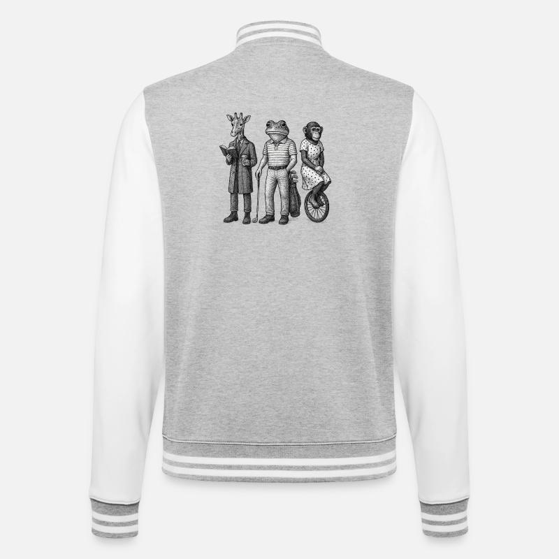 Trio d’Amis Anthropomorphes - Veste Teddy - gris chiné / blanc
