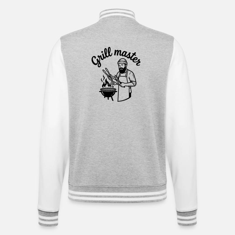grillen - College-Sweatjacke - Grau meliert/Weiß