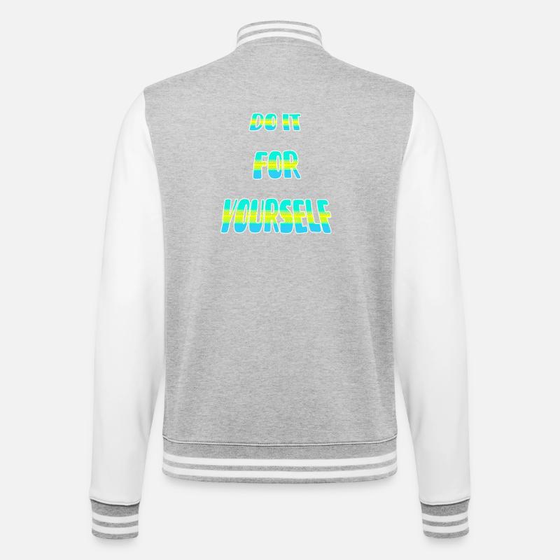 Do-it-Punkt - College-Sweatjacke - Grau meliert/Weiß