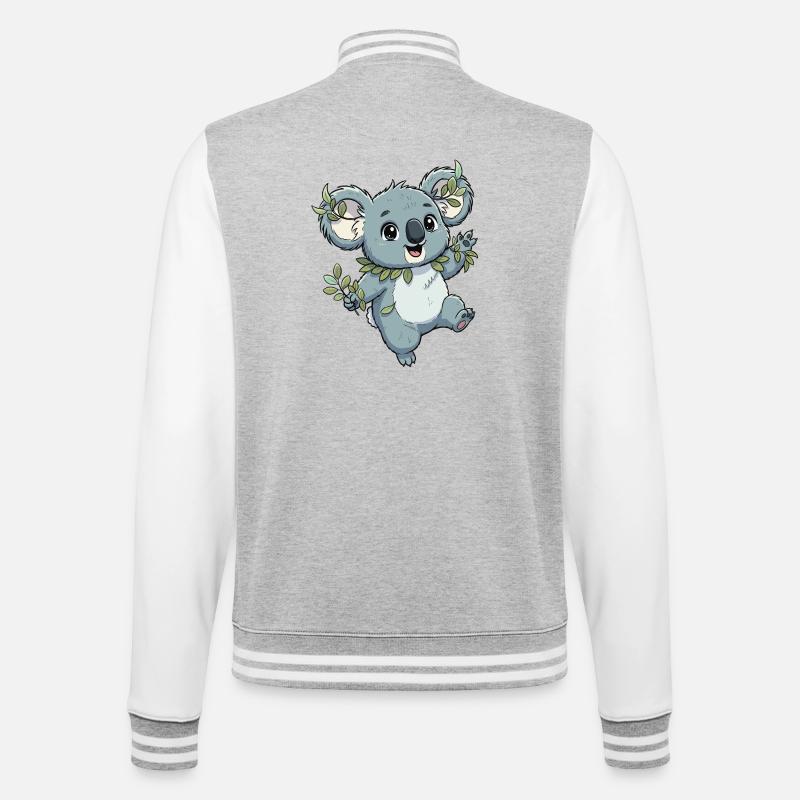 Green koala with leaf wreath - College Sweat Jacket - heather grey/white