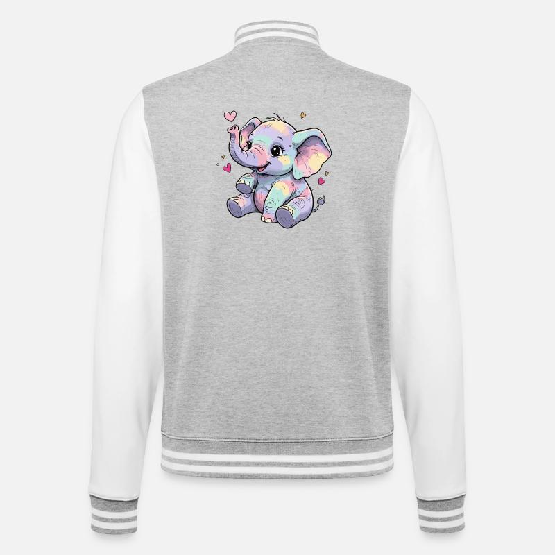 Cœur câlin d’éléphant pastel - Veste Teddy - gris chiné / blanc