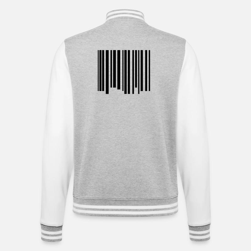 Barcode - College-Sweatjacke - Grau meliert/Weiß