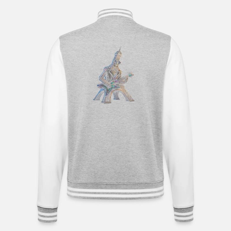Eiffel Tower plays electric guitar - College Sweat Jacket - heather grey/white