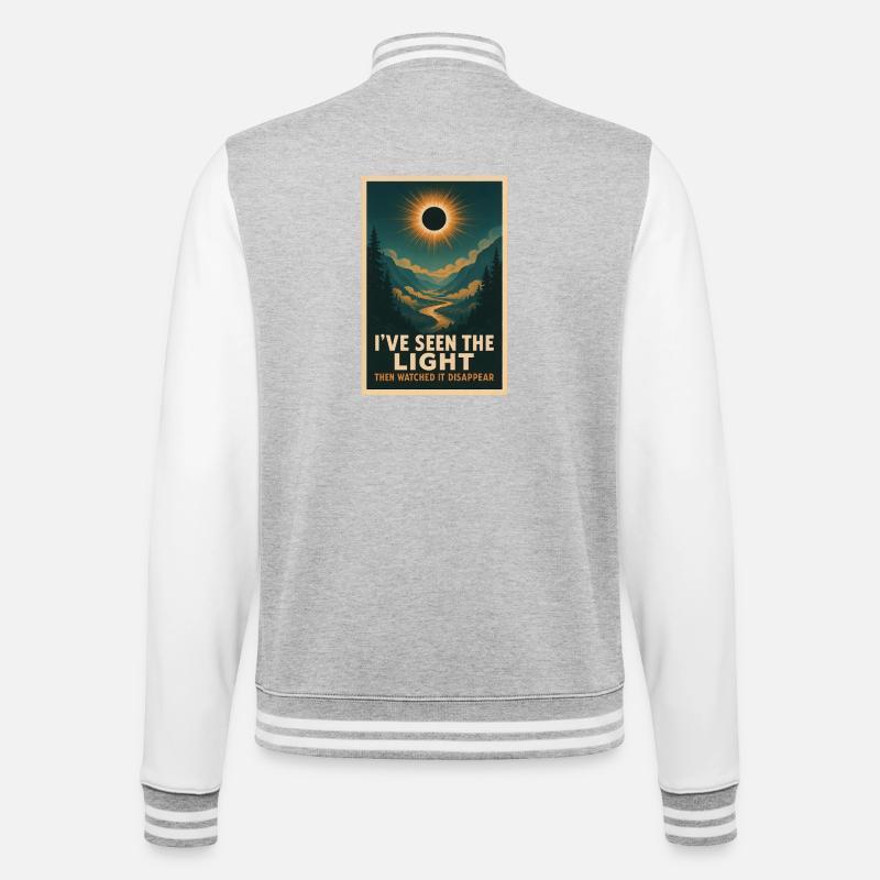 Licht verschwindet | Eclipse - College-Sweatjacke - Grau meliert/Weiß