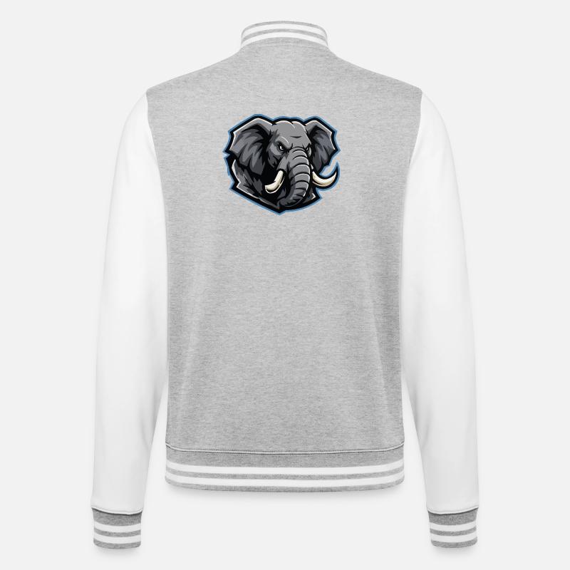 Elephant Head Mascot Logo - College Sweat Jacket - heather grey/white