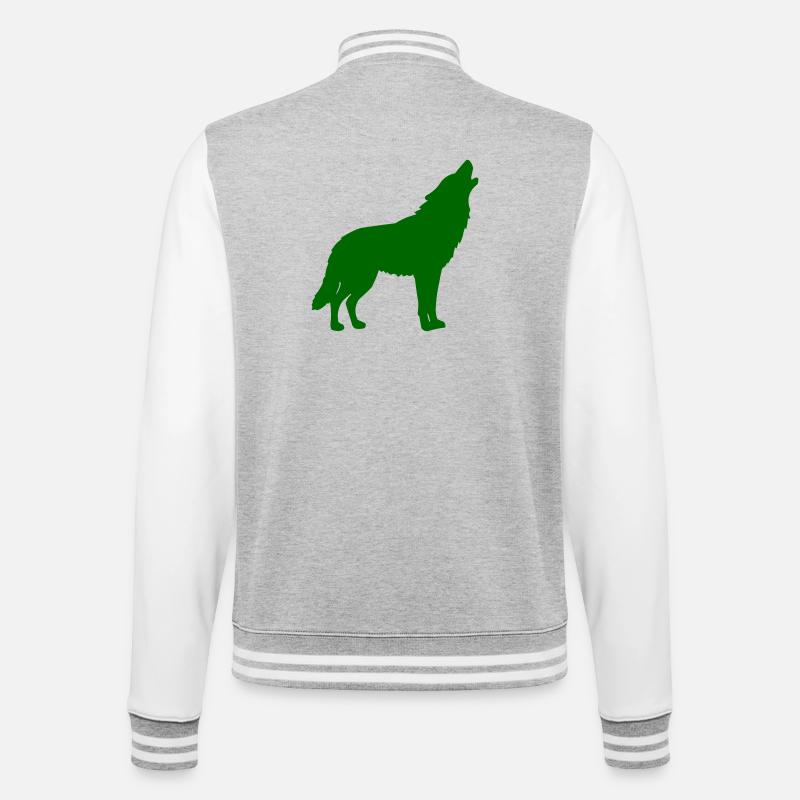 wolf_cry - College Sweat Jacket - heather grey/white