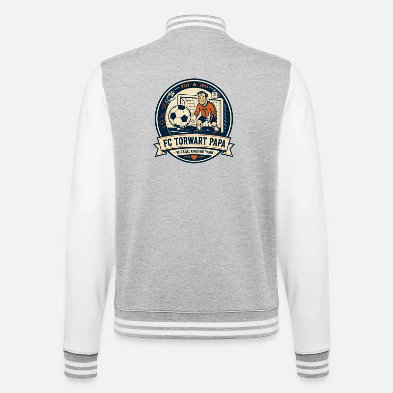 FC Torwart Papa - College-Sweatjacke - Grau meliert/Weiß