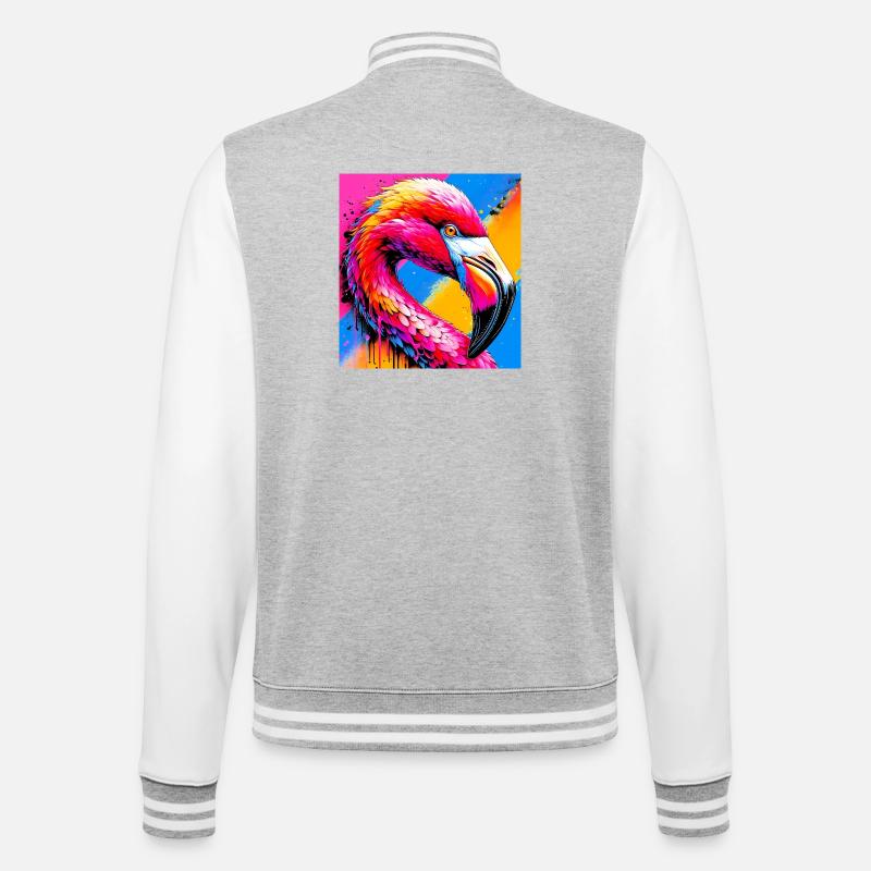Flamant - Veste Teddy - gris chiné / blanc