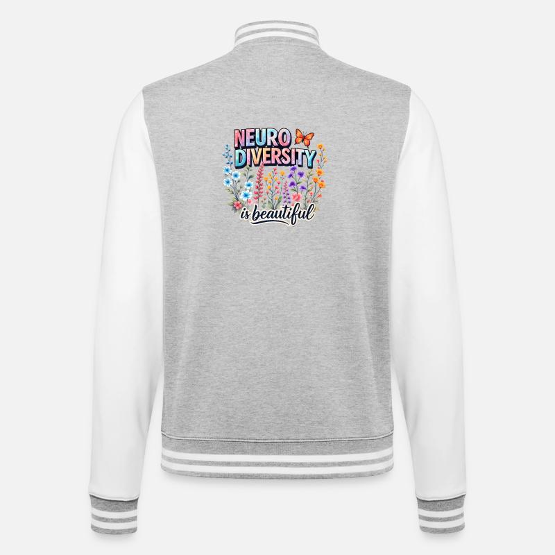 Neurodiversity is beautiful Bloom - College-Sweatjacke - Grau meliert/Weiß