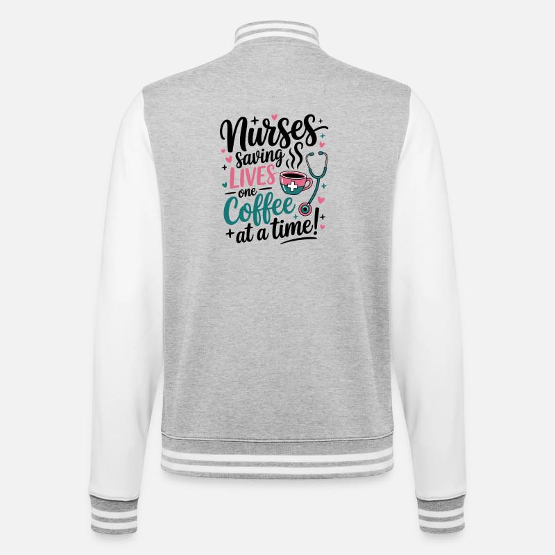 Kaffee rettet Leben Pflegekraft-Design - College-Sweatjacke - Grau meliert/Weiß